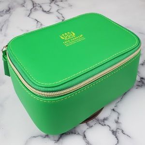 Tata Harper Bright Green Cosmetic Travel Case with Gold Accents
